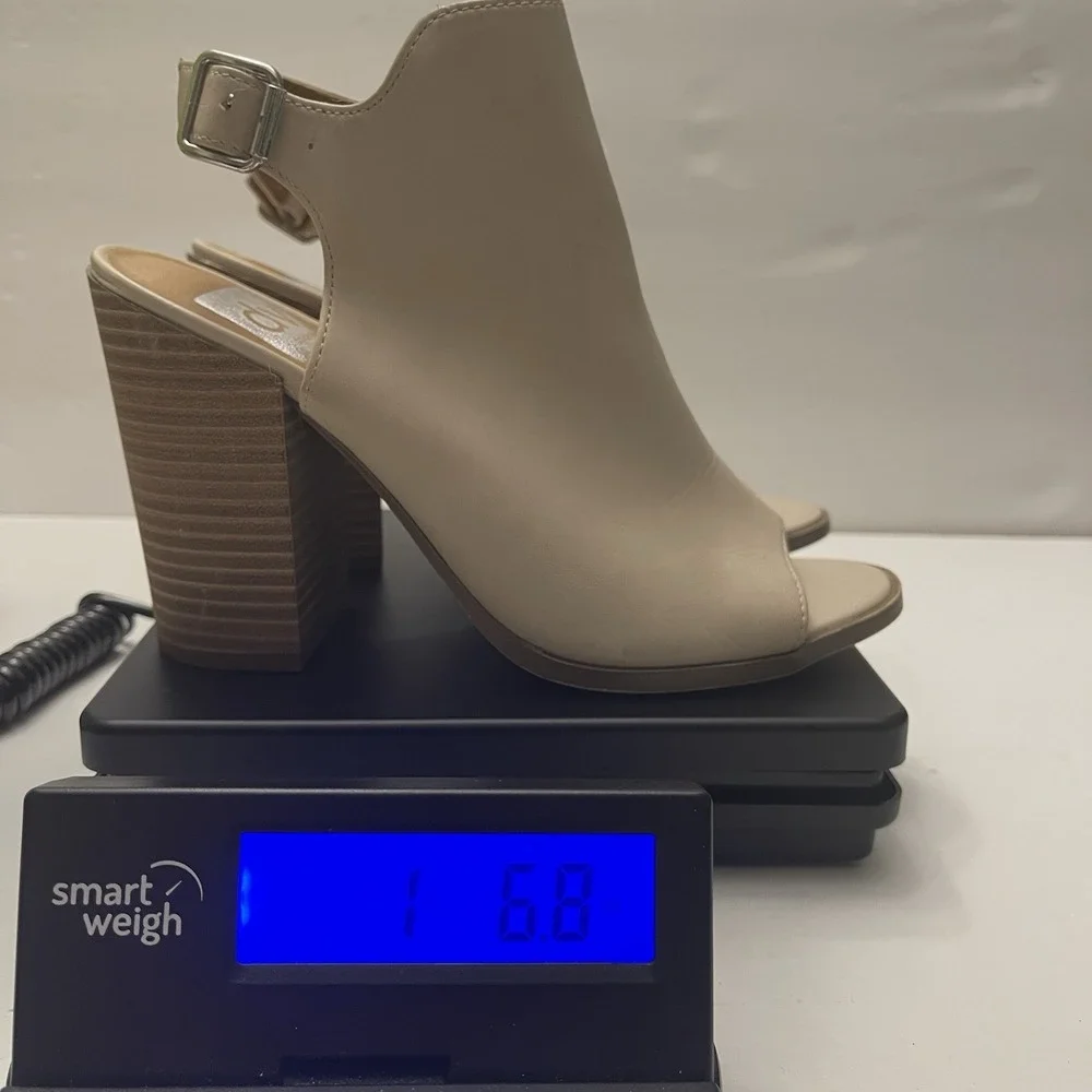 DV Dolce Vita‎ Women's 6.5 Birdie Taupe Ankle Boot Bootie Open Toe Chunky Heel